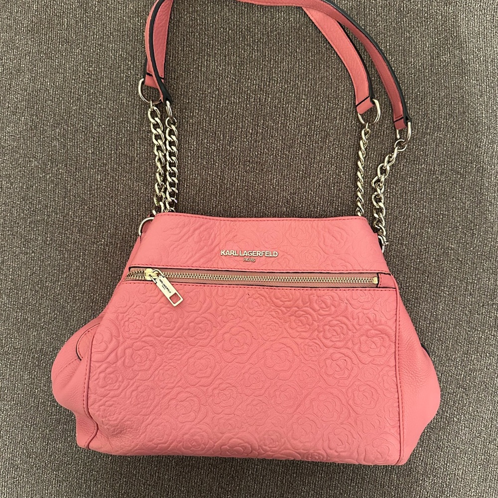 Karl Lagerfeld Rose Embossed Shoulder Bag